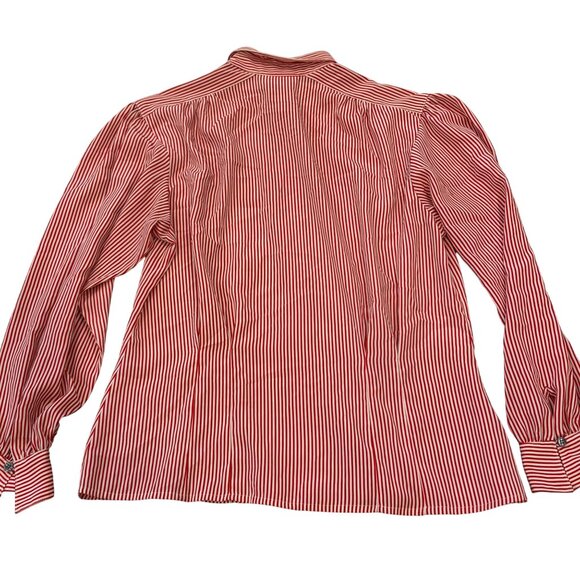 Evan-Picone Petites Vintage Red & White Striped Button-Up Long Sleeve Shirt Size - Picture 3 of 14